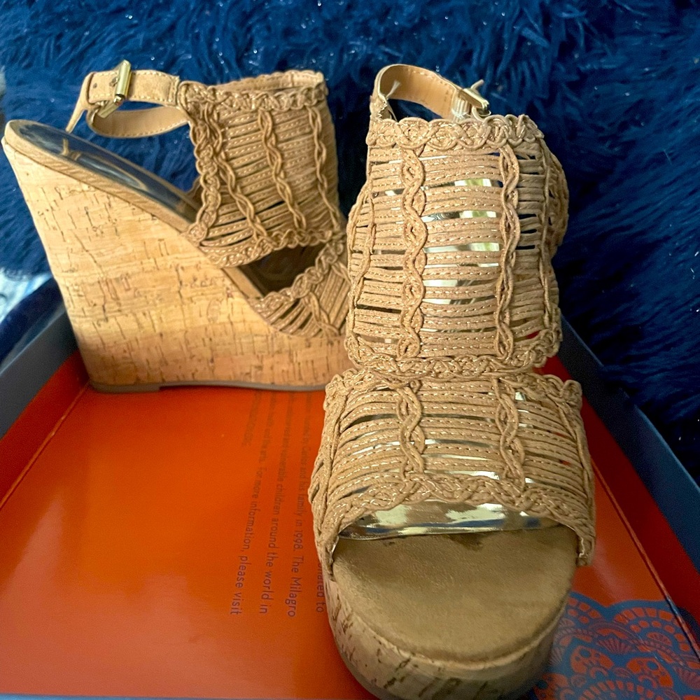 Carlos by Carlos Santana Tan Wedge Shoes